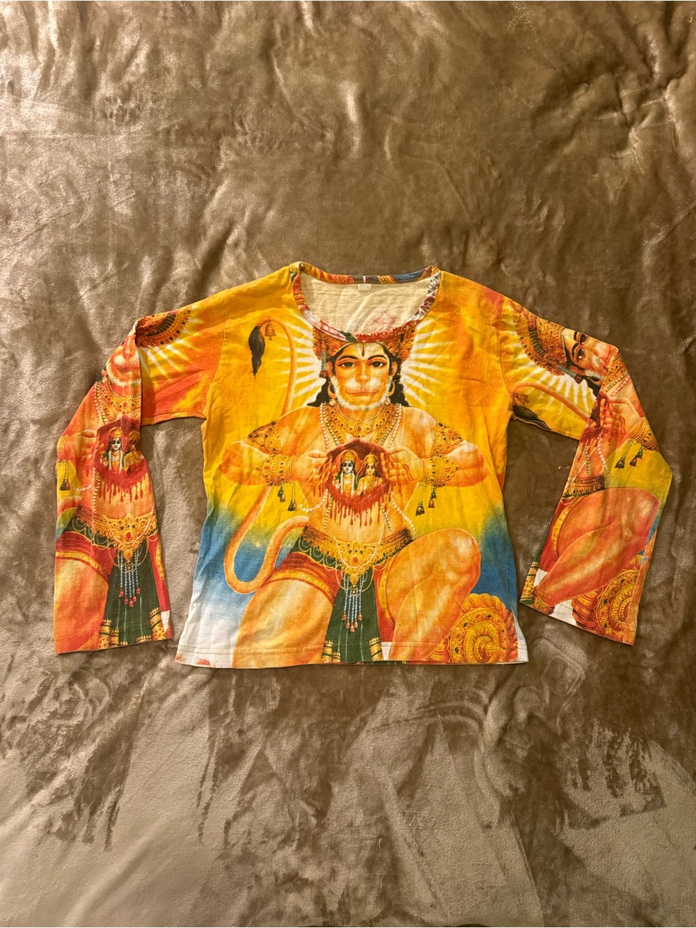 VINTAGE Bright Yellow Graphic Long-Sleeve Top